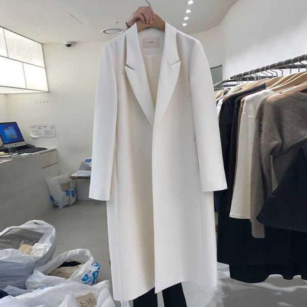 

women's suits & blazers [ewq] 2021 autumn korean loose casual blazer women long sleeve coats black simple clothing overcoats w1681, White;black