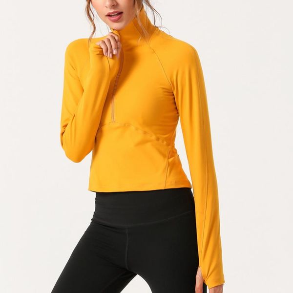 

running jackets vnazvnasi fall and winter back hollow out slimming yoga clothing women coat fitness gym workout shirts half zip pullover, Black;red