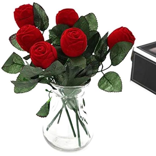 

decorative flowers & wreaths romantic red rose flower ring boxes earrings jewelry box wedding day for engagement gift decor supplies valenti
