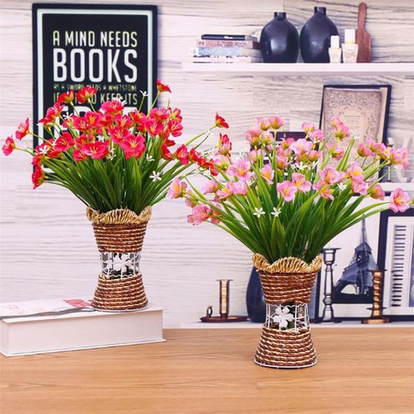 

artificialorchid flower plastic rattan vase simulation set fake living room table wedding year decorations decorative flowers & wreaths