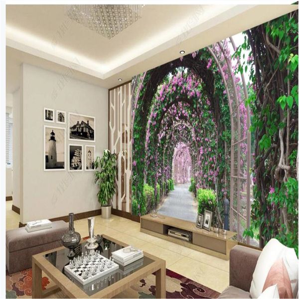 

european-style arched garden corridor wallpapers 3d murals wallpaper for living room