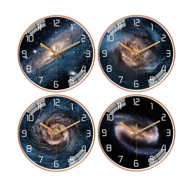 

wall clocks fashion 8/10/12/ inch galaxy universe clock silent movement home living room bedroom decoration modern design
