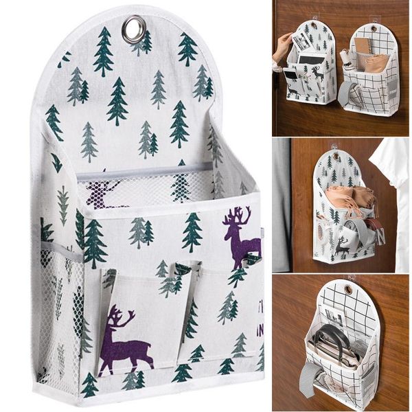 

storage bags perforation-wall-mounted cotton and linen bag large capacity multifunctional for home organizador