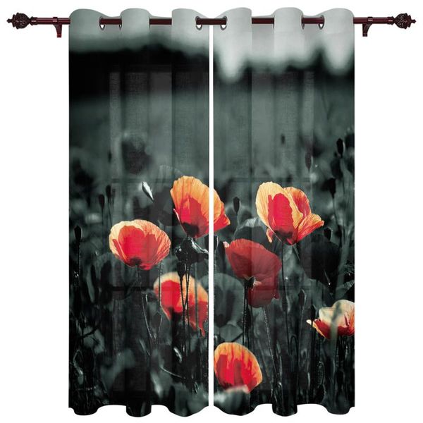 

exquisite home luxury curtains flower poppy pattern living room dining bedroom el translucent curtain & drapes
