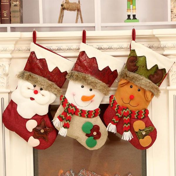 

party masks christmas decoration socks old man snowman elk window tree pendant gift bag candy 47cm