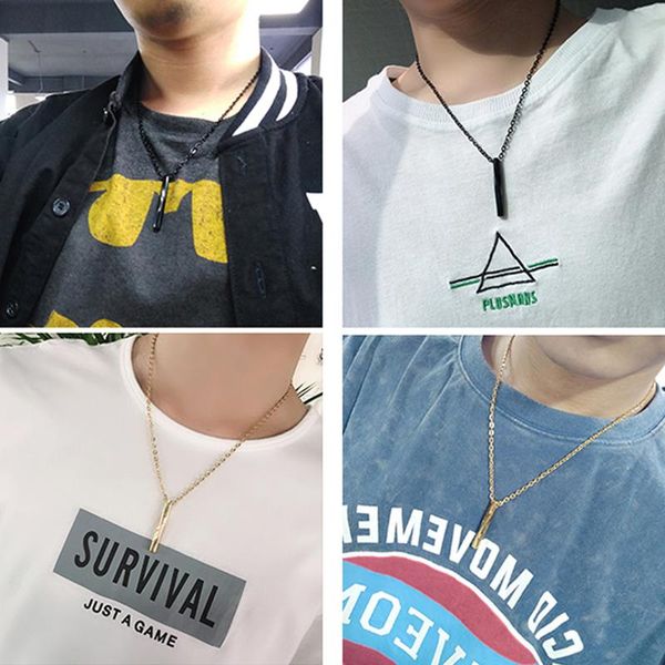 

pendant necklaces stainless steel gold chains mens statement color pendants necklace male simper hip hop jewelry on the neck, Silver