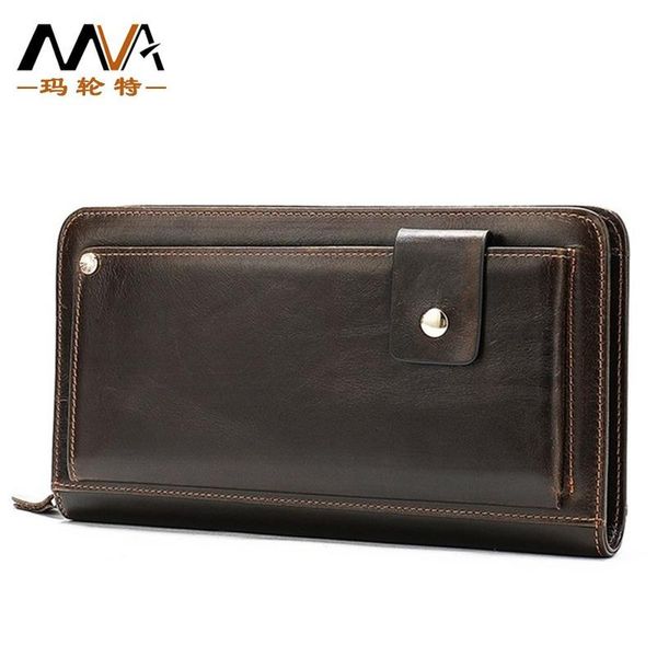 

long wallet for men leather men's clutch bag zipper cowhide coin purse card holder wallets, Red;black