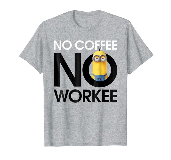 

despicable me minions no coffee no workee graphic t-shirt, White;black