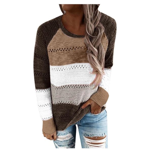 

women's sweaters stitching color v-neck hoodies knitted sweater pullover loose coat wild casual 2021 autumn, White;black