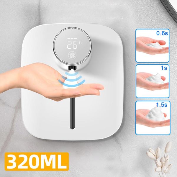 

liquid soap dispenser wall-mounted automatic infrared sensor rechargeable digital display foam three-speed adjustment