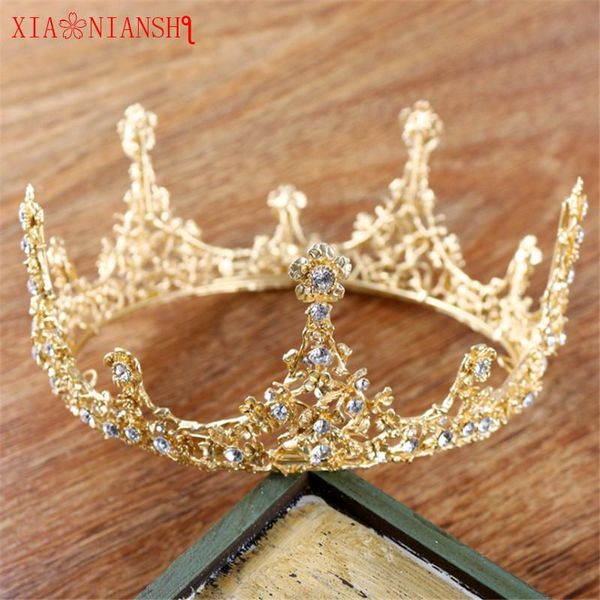 

hair clips & barrettes xiaonianshi pageant full circle tiara clear austrian rhinestones king / queen crown wedding bridal costume party art, Golden;silver