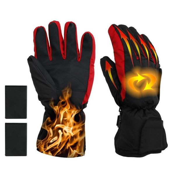 

pair winter heated gloves mtb motorcycle warmer cycling electric thermal waterproof windproof, Black