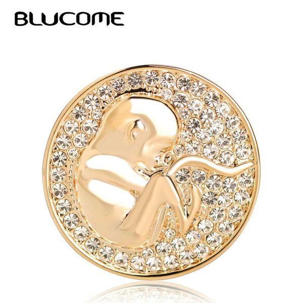 

pins, brooches blucome fashion round coin shape baby pattern crystal alloy brooch scarf suit pins party anniversary gifts clothing accessori, Gray