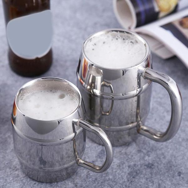 

mugs 300/450ml portable stainless steel double-layer coffee beer mug drinking cup