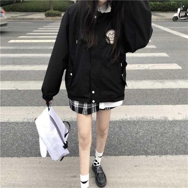 

women's jackets n antumn pullover casual black woman jacket oversized cute cardigan buttons full sleeve ladies coat outerwear, Black;brown