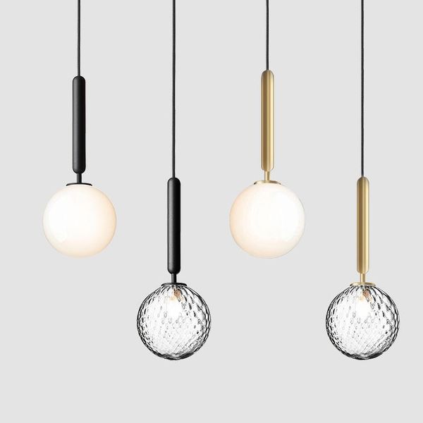 

pendant lamps [morning dew] glass texture brass creative restaurant bedroom bedside lamp nordic personality simple single head ball chandeli