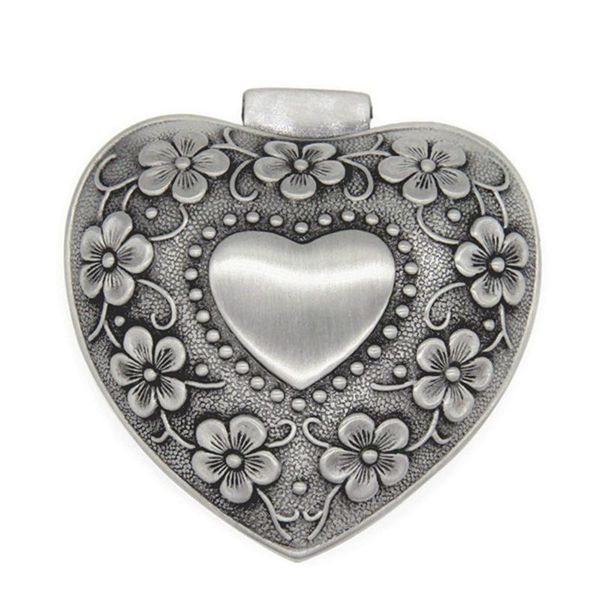 

bathroom storage & organization classic vintage antique heart shape jewelry box ring small trinket organizer chest christmas gift,silver