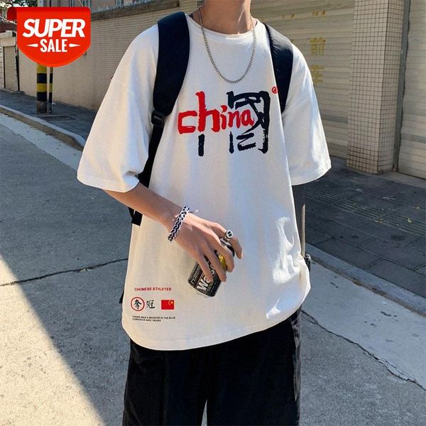 

t-shirt men and women short-sleeved five-point plus size half-sleeved loose bottoming shirt hiphop fried street #3g5v, White;black