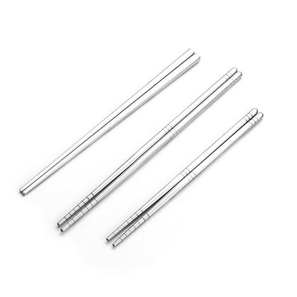 

chopsticks stainless steel tableware household plated metal square for adults kids