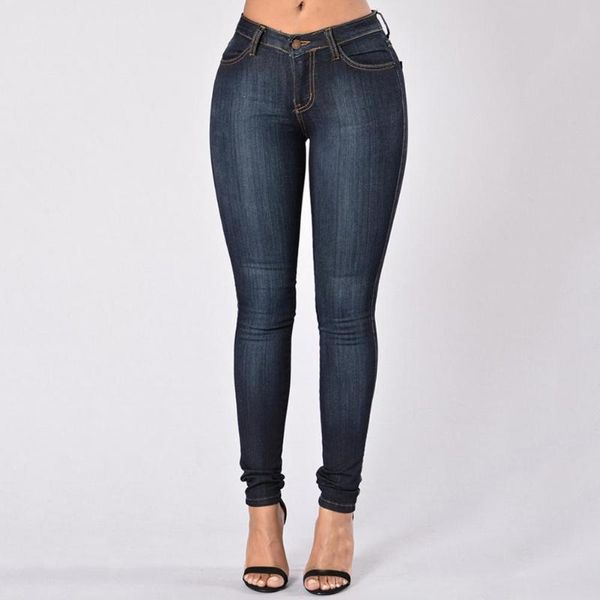 

women's jeans trousers comfortable women with pockets casual high waist skinny, Blue