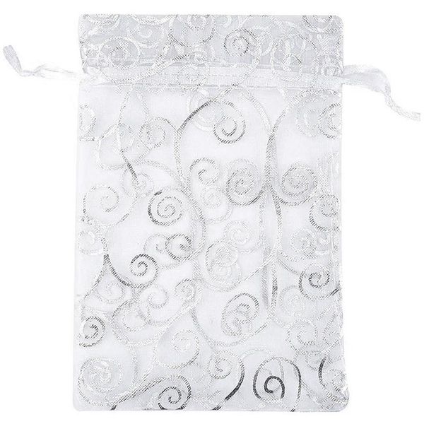 

gift wrap lber 100pcs sheer organza favor bags for wedding baby shower rattan print samples display drawstring pouches (9x12cm,