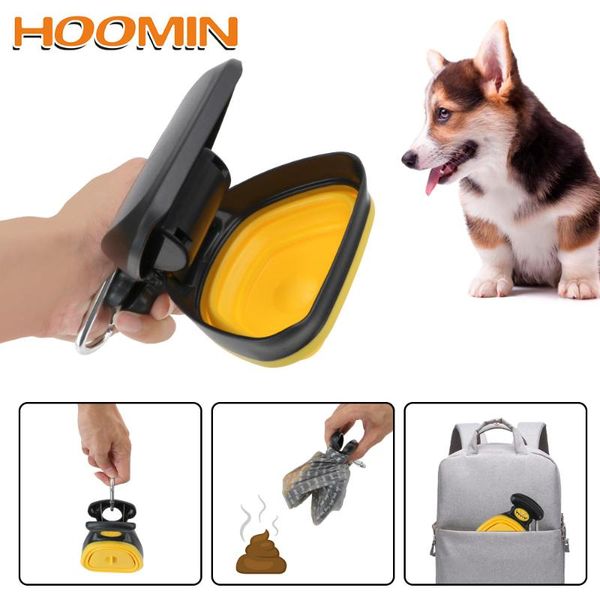 

dog travel & outdoors hoomin pet foldable pooper scooper with 1 roll decomposable bags garbage holder dispensers poop trash bag storage box