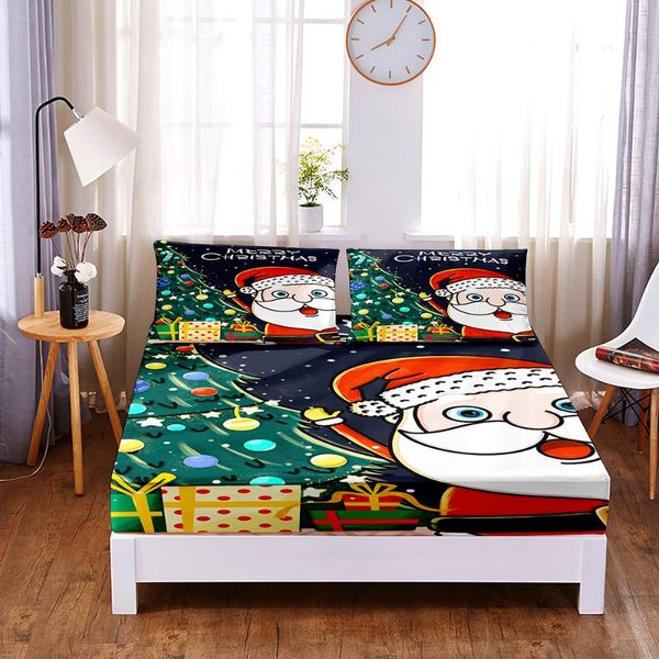 

sheets & sets lovely christmas digital printed 3pc polyester fitted sheet mattress cover four corners with elastic band bed case