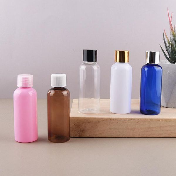 

storage bottles & jars 10pcs/lot 50ml screw cap simple dispensing transparent multi-color bottle liquid cosmetic