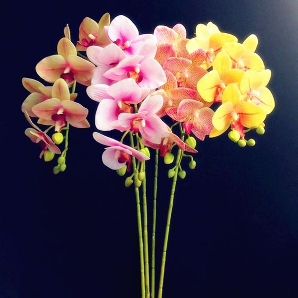 

5pcs latex butterfly orchid flowers 7 heads real touch good quality artificial phalaenopsis for home floral decoratio decorative & wreaths
