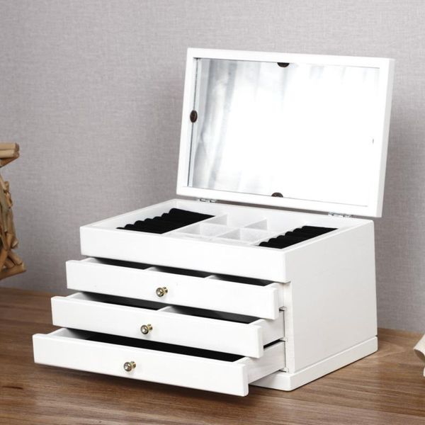 

makeup organizer box creativity vintage wood home decor storage with a mirror jewel case dressing cosmetic boxes & bins