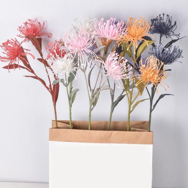 

decorative flowers & wreaths 65cm artificial single branch 3 heads needle mat simulation fake flower wedding chrysanthemum home decoration