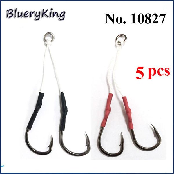 

bluekim 5 pcs/pack 10827 double jig assist hooks stainless steel jigging assistant with line fishing