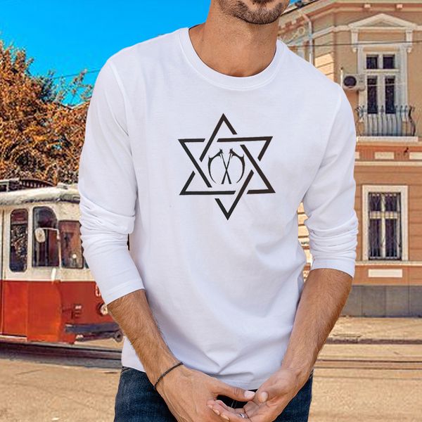 

autumn new round neck long sve t-shirt men's pure cotton t-shirt fashion brand spring and autumn men's t-shirt, White;black