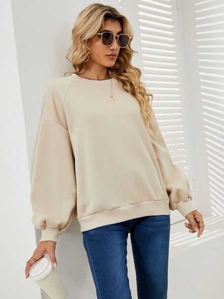 

solid lantern sleeve sweatshirt a8hx#, White;black