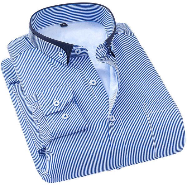 

white blue striped men shirt brand fashion warm shirt dress men slim fit party meeting wedding male big size8xl 7xl 6xl 5xl 210609, White;black