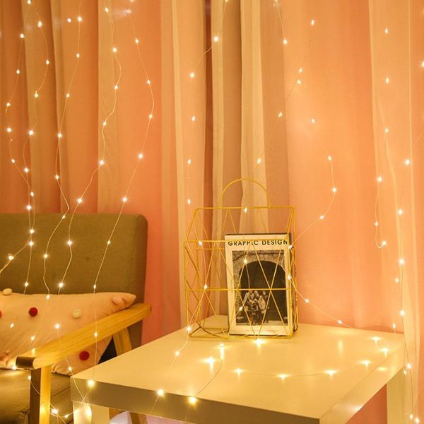 

strings curtain light hanging remote control usb powered christmas fairy string year home bedroom window garland