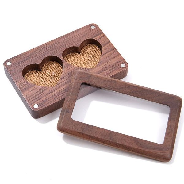 

jewelry pouches, bags 1pc walnut wood box engagement wedding ceremony ring storage proposal portable holder rustic, Pink;blue