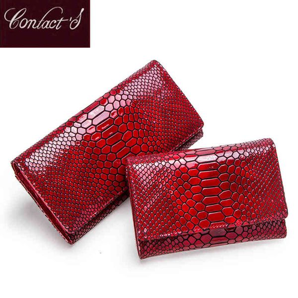 

classic wallets contact's women genuine leather s rfid card female zipper clutch ladies phone red portomonee money bag girl, Red;black