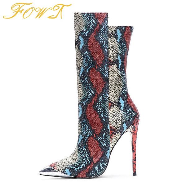 

boots multicolor snackskin women novelty silver pointed toe stilettos knee-high crocodile embossed winter ladies long booties 39, Black
