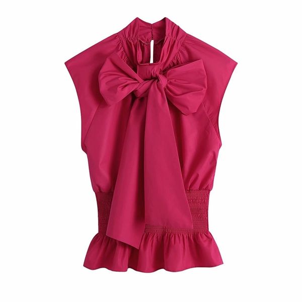 

oversize women solid color draw back blouse summer fashion ladies elegant sweet loose female bow poplin shirt 210515, White