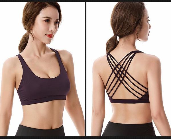 

yoga outfit running gym sport bras shockproof cross straps fashion women push up workout fitness crop brassiere