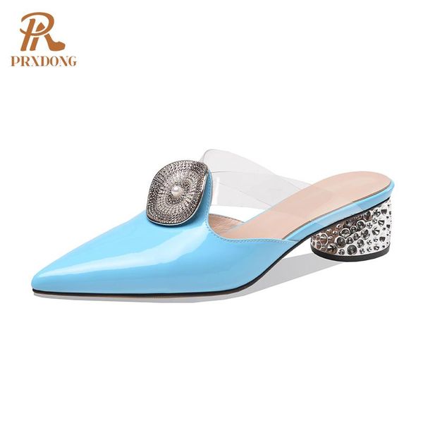 

sandals women 2021 fashion summer casual shoes genuine leather woman pumps pointed toe strange med heeled, Black