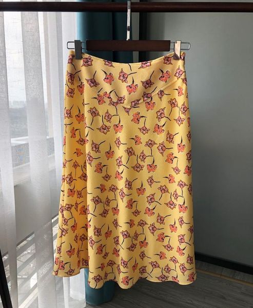 

skirts women skirt lemon yellow flower light fishtail version printed, Black