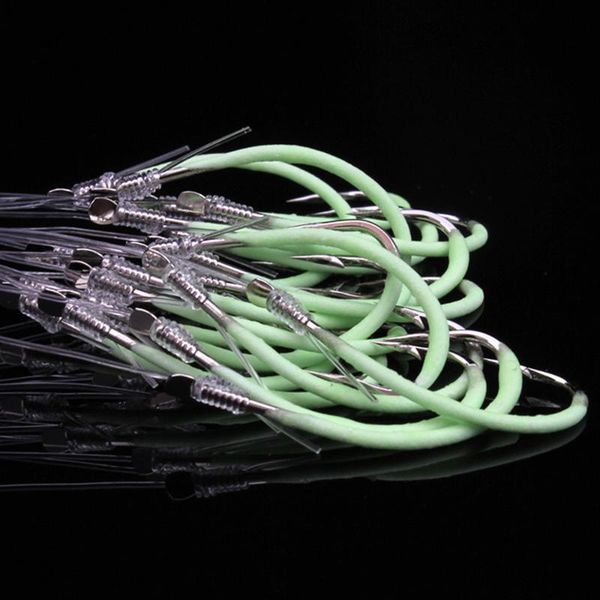 

fishing hooks string hook stainless steel gear luminous green decoy lure 30pcs