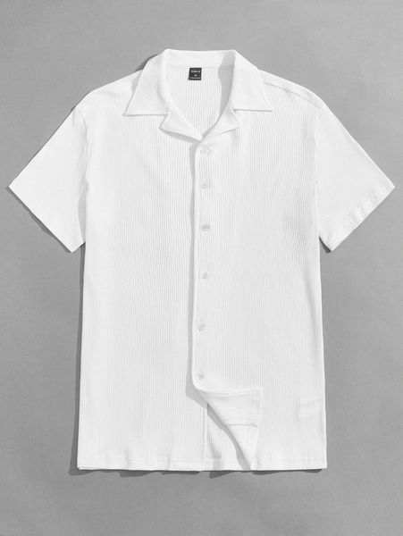 

men solid rib-knit shirt i3cw#, White;black