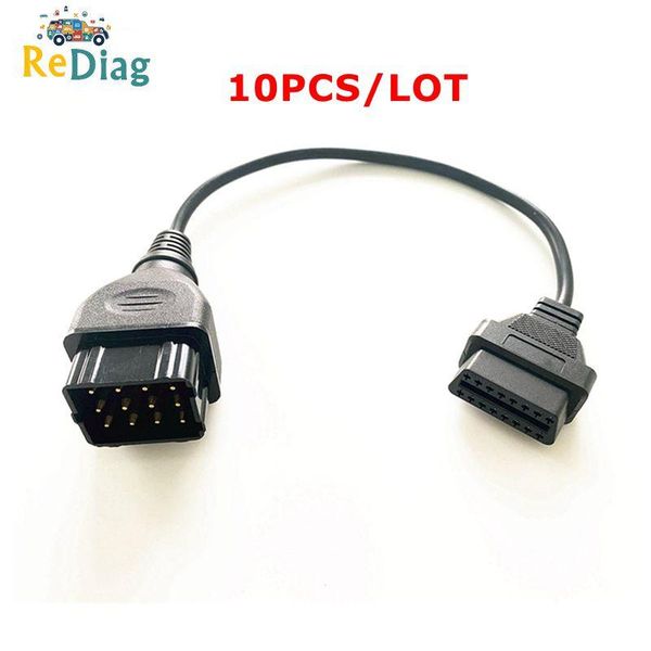 Ferramentas de diagnóstico 10pcs/lote OBD2 Cabo de extensão para GAZ 12pin macho a 16pin Adaptador feminino Trabalho com carro de caminhão russo