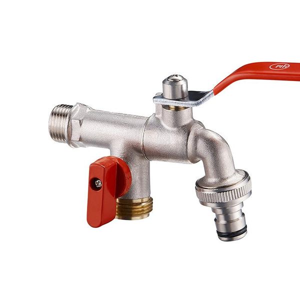 

watering equipments 1pc ibc fuel tank connector garden water double faucet adapter tap valve fitting aquarium accessories brass