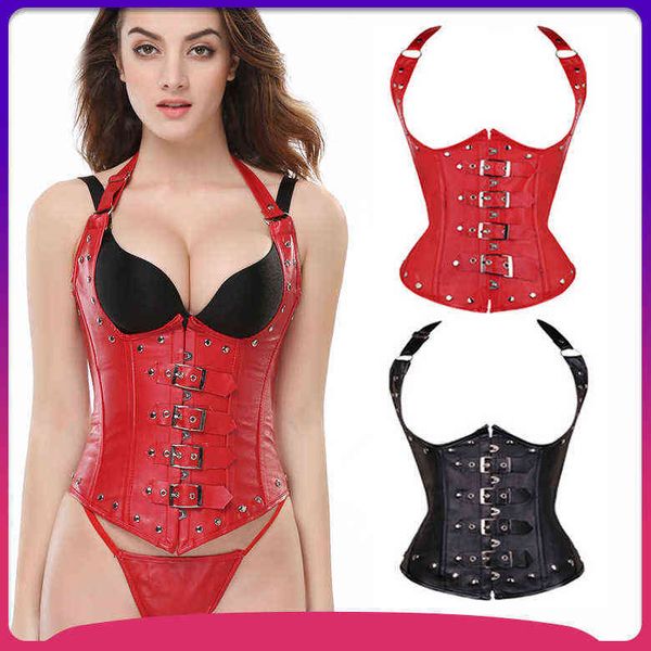 

luxury women's shapers corset leather steel rivet uniform corset, Black;white
