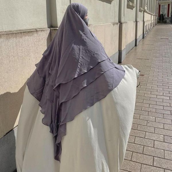 

ethnic clothing one piece multilayer khimar overhead hijab headscarf large shawls niqab muslim arab women ramadan eid headwear, Red