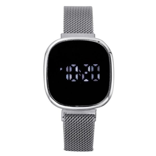 

wristwatches stainless steel men's electronic watches alarm clock luxury led digital watch for men women bracelet wristwatch, Slivery;brown